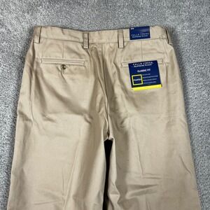 Falls Creek Dress Pants Mens 36x29 Supreme Khaki Classic Fit Pleated Expandable